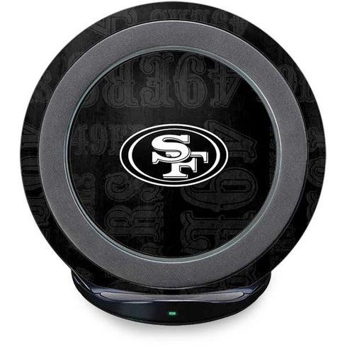 NFL San Franciso 49ers Black & White Fast Charge Wireless Charging Stand Skin